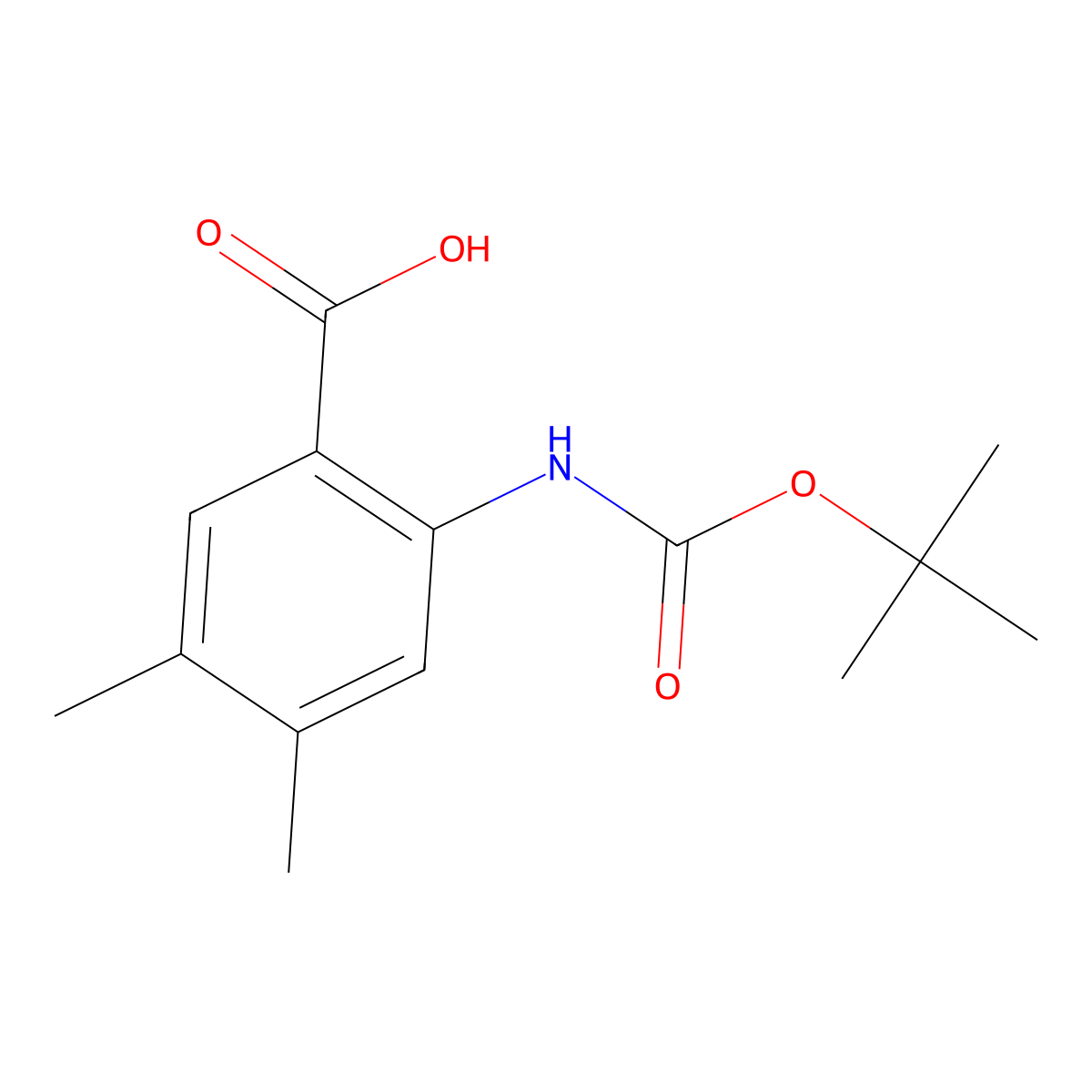 2-Bocamino-4,5-dimethyl-benzoic acid molecular structure, CAS 1187930-37-5
