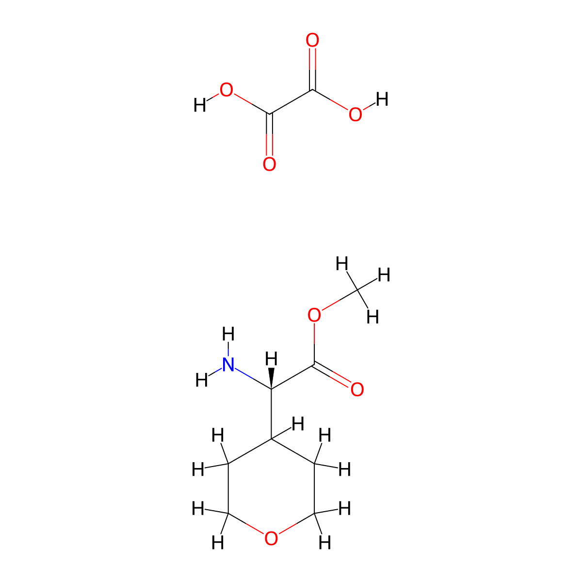 (S)-Amino-(tetrahydro-pyran-4-yl)-acetic acid methyl ester oxalate molecular structure, CAS 1187930-44-4