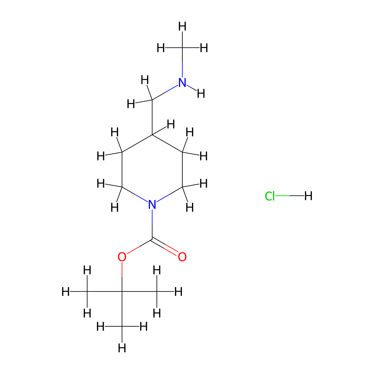 tert-Butyl 4-((methylamino)methyl)piperidine-1-carboxylate hydrochloride molecular structure, CAS 1187930-55-7