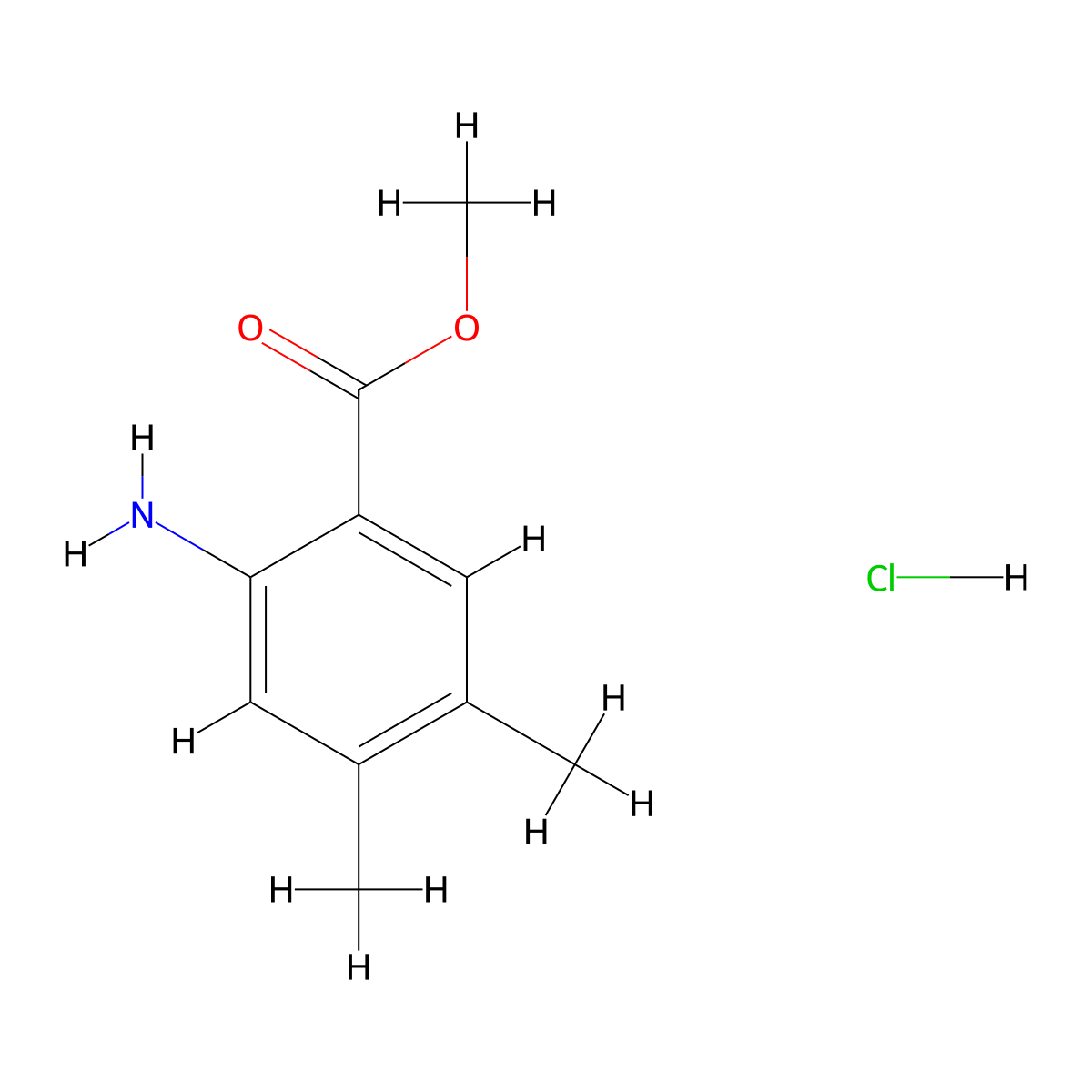 Methyl 2-amino-4,5-dimethyl-benzoate hydrochloride molecular structure, CAS 1187930-59-1