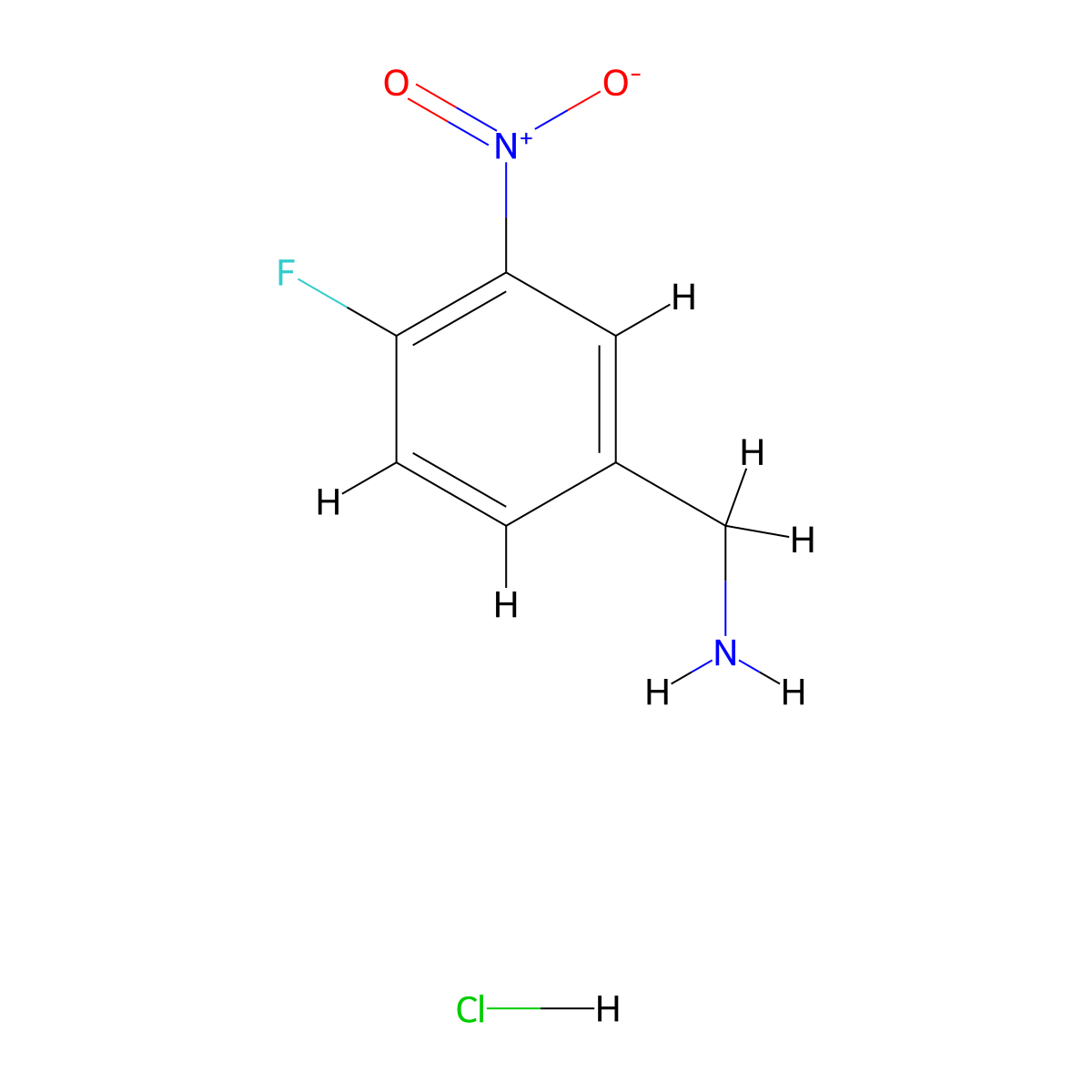(4-Fluoro-3-nitrophenyl)methanamine hydrochloride molecular structure, CAS 1187930-69-3