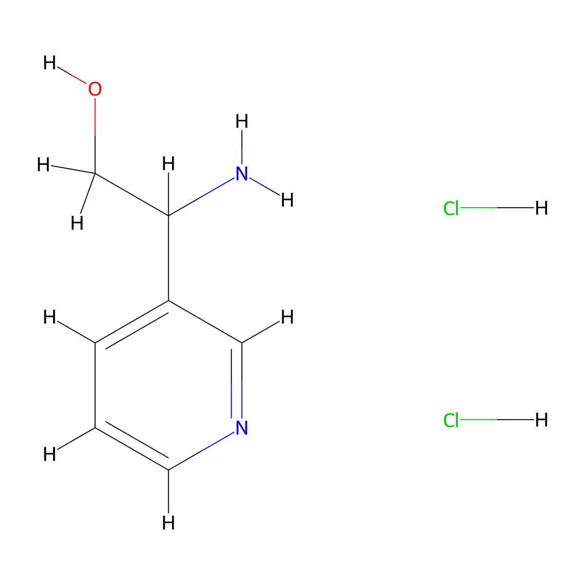 2-Amino-2-(pyridin-3-yl)ethan-1-ol dihydrochloride molecular structure, CAS 1187930-70-6