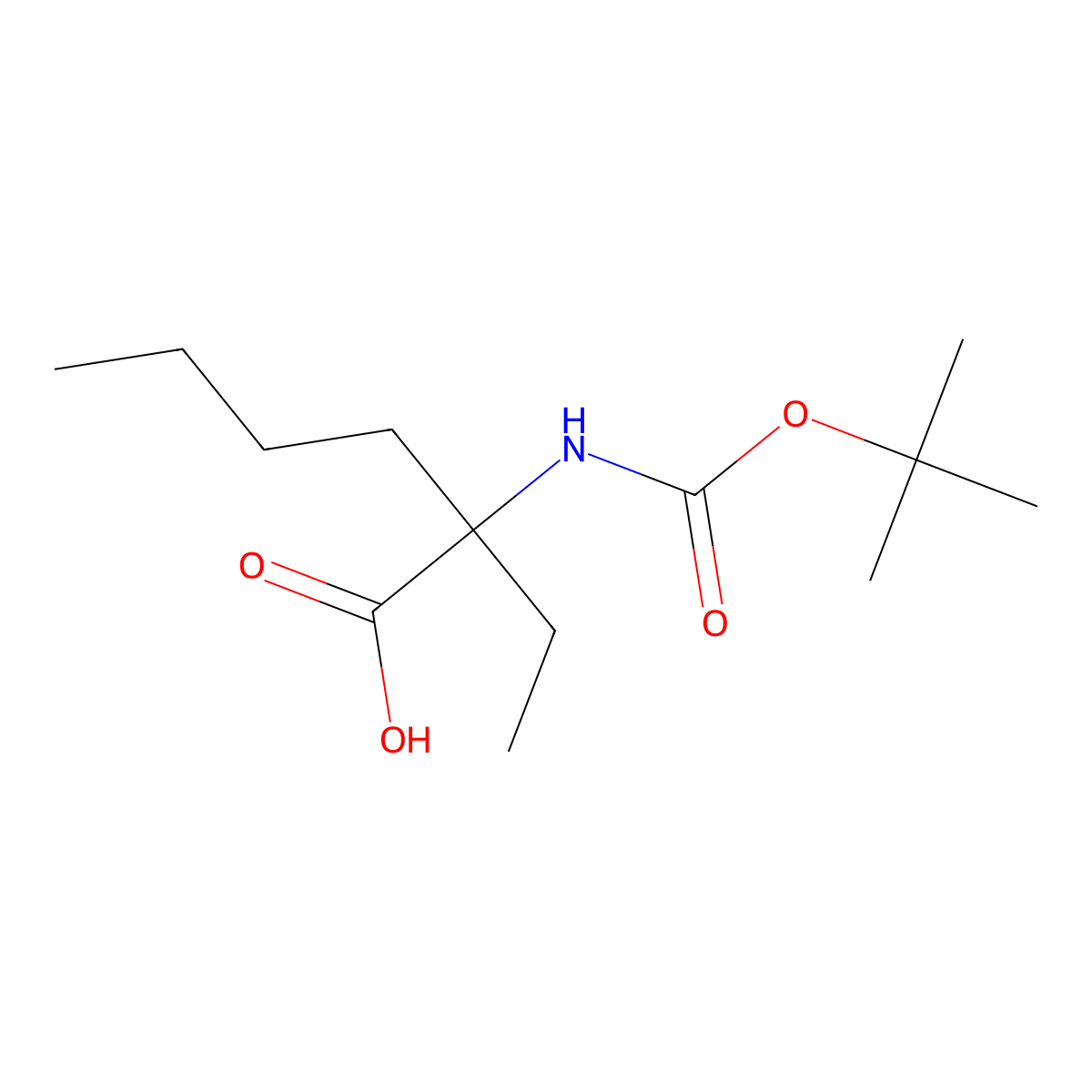 2-Boc-amino-2-ethyl-hexanoic acid molecular structure, CAS 1187930-85-3