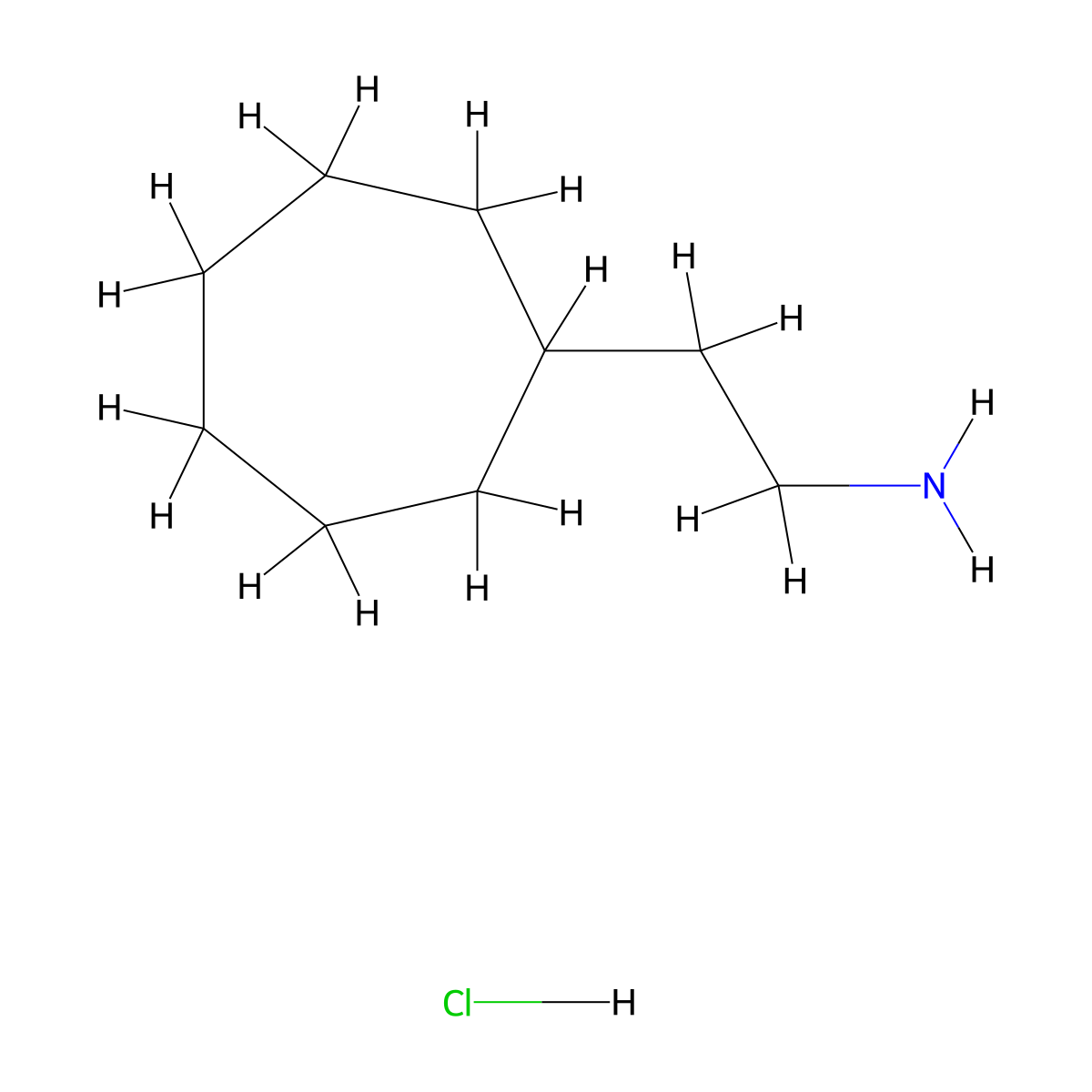 2-Cycloheptylethanamine hydrochloride molecular structure, CAS 1187930-98-8
