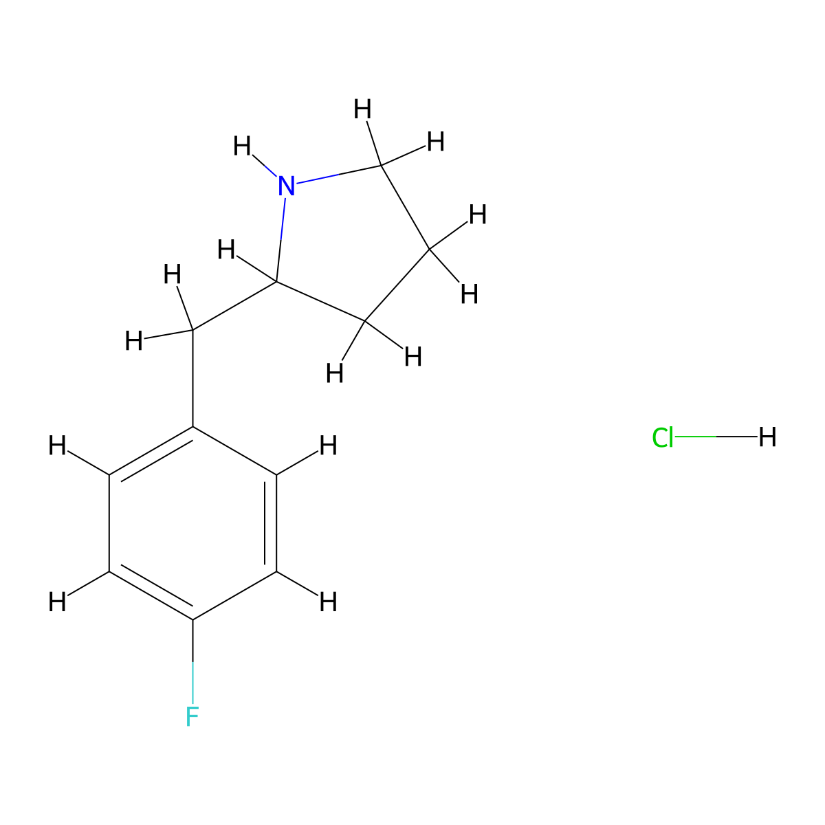 2-(4-Fluoro-benzyl)-pyrrolidine hydrochloride molecular structure, CAS 1187931-00-5