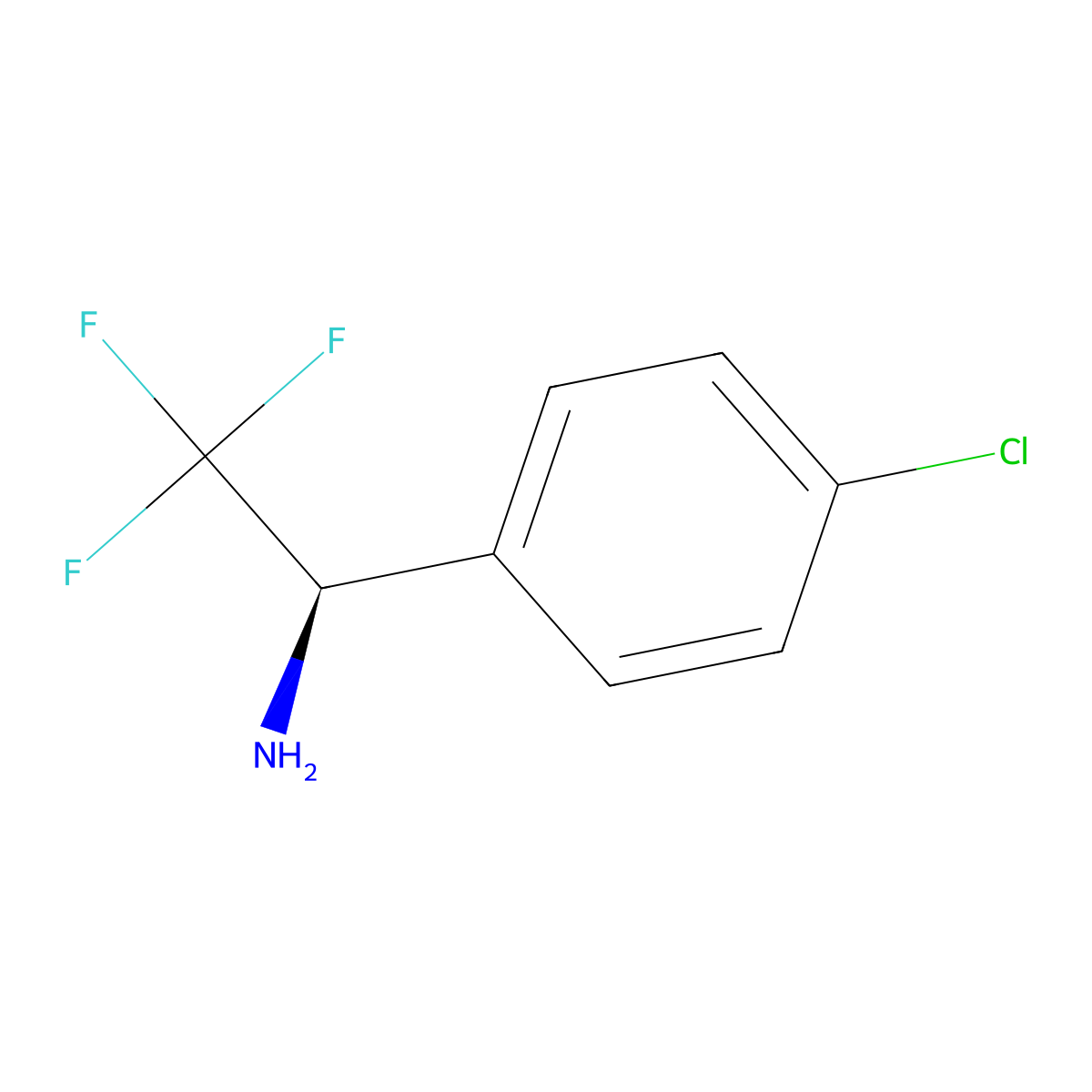 (R)-1-(4-Chlorophenyl)-2,2,2-trifluoroethanamine molecular structure, CAS 1187931-01-6