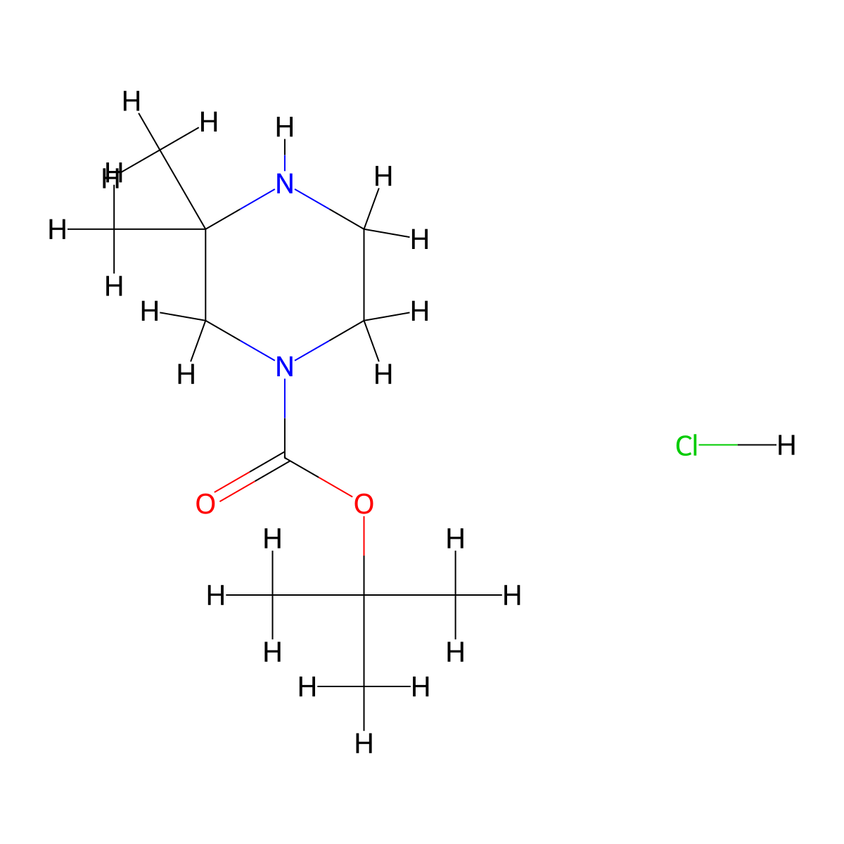 tert-Butyl 3,3-dimethylpiperazine-1-carboxylate hydrochloride molecular structure, CAS 1187931-03-8