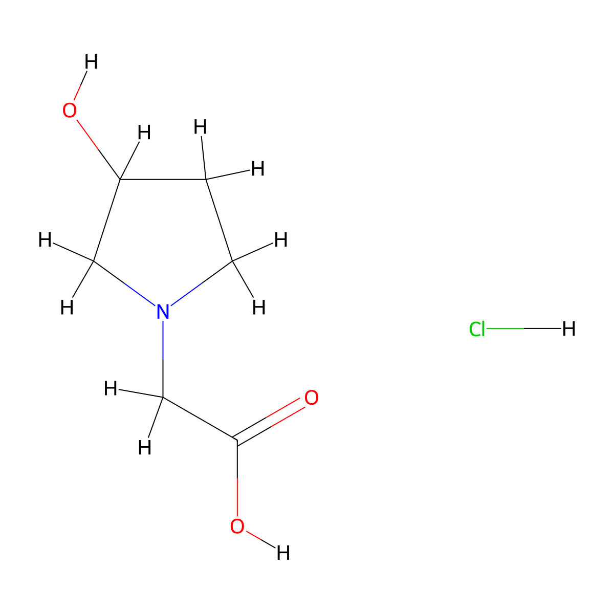 2-(3-Hydroxypyrrolidin-1-yl)acetic acid hydrochloride molecular structure, CAS 1187931-13-0