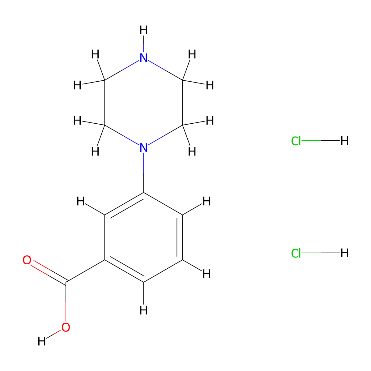 3-Piperazin-1-yl-benzoic acid dihydrochloride molecular structure, CAS 1187931-15-2