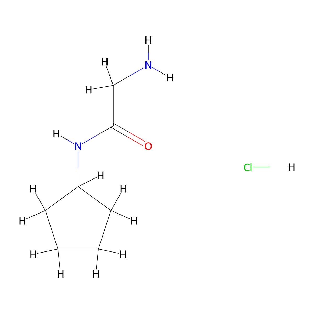 2-amino-N-cyclopentylacetamide hydrochloride molecular structure, CAS 1187931-16-3