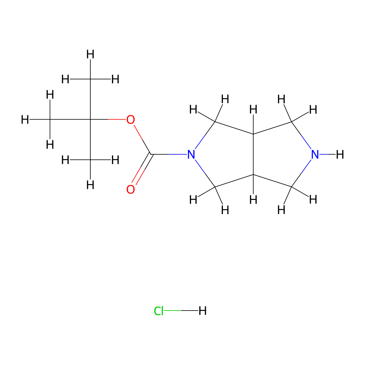 tert-Butyl hexahydropyrrolo[3,4-c]pyrrole-2(1H)-carboxylate hydrochloride molecular structure, CAS 1187931-28-7