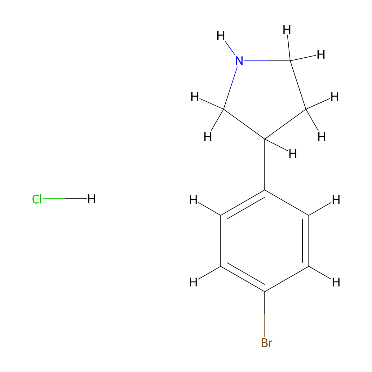 3-(4-Bromophenyl)pyrrolidine hydrochloride molecular structure, CAS 1187931-39-0