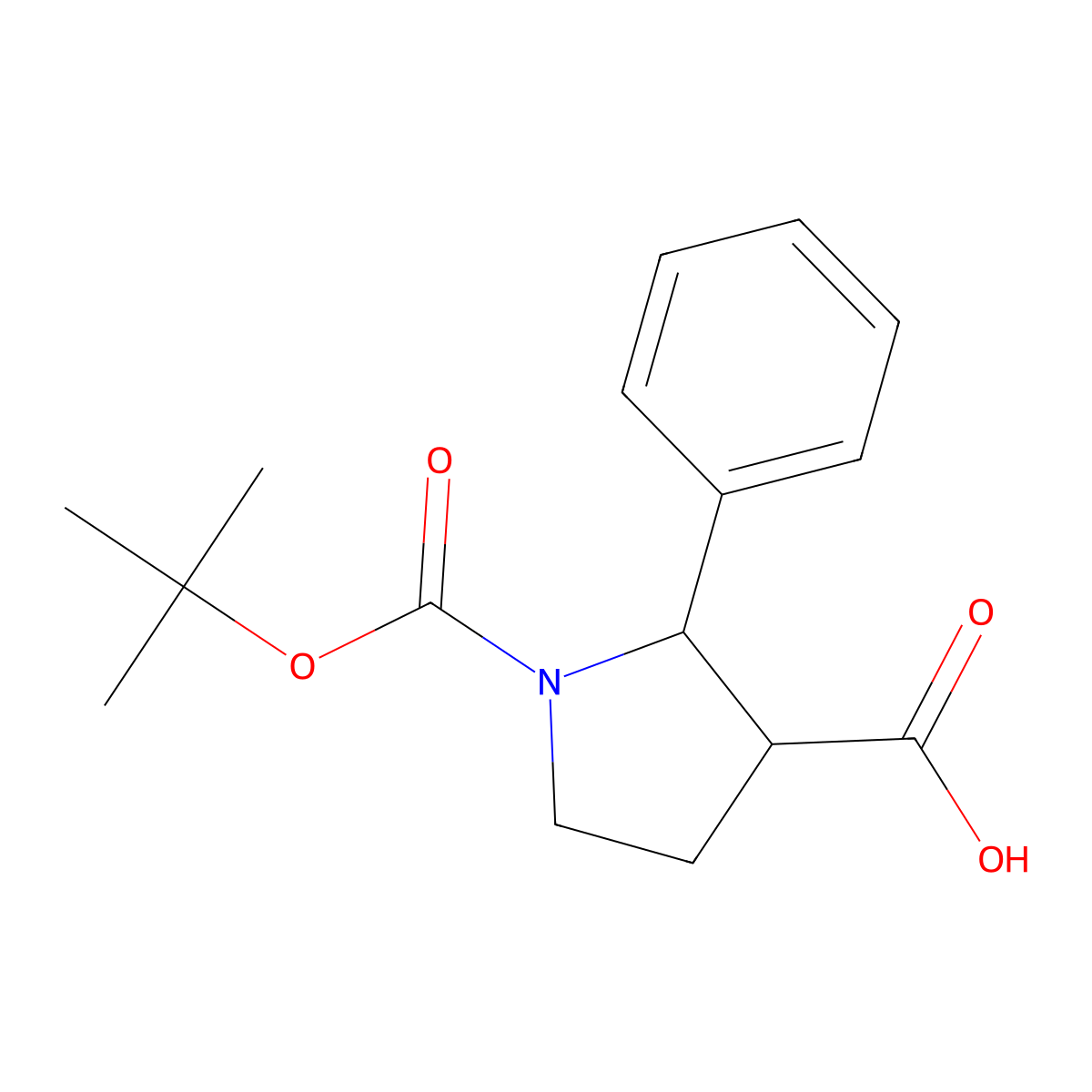 cis-1-N-Boc-2-phenyl-pyrrolidine-3-carboxylic acid molecular structure, CAS 1187931-40-3
