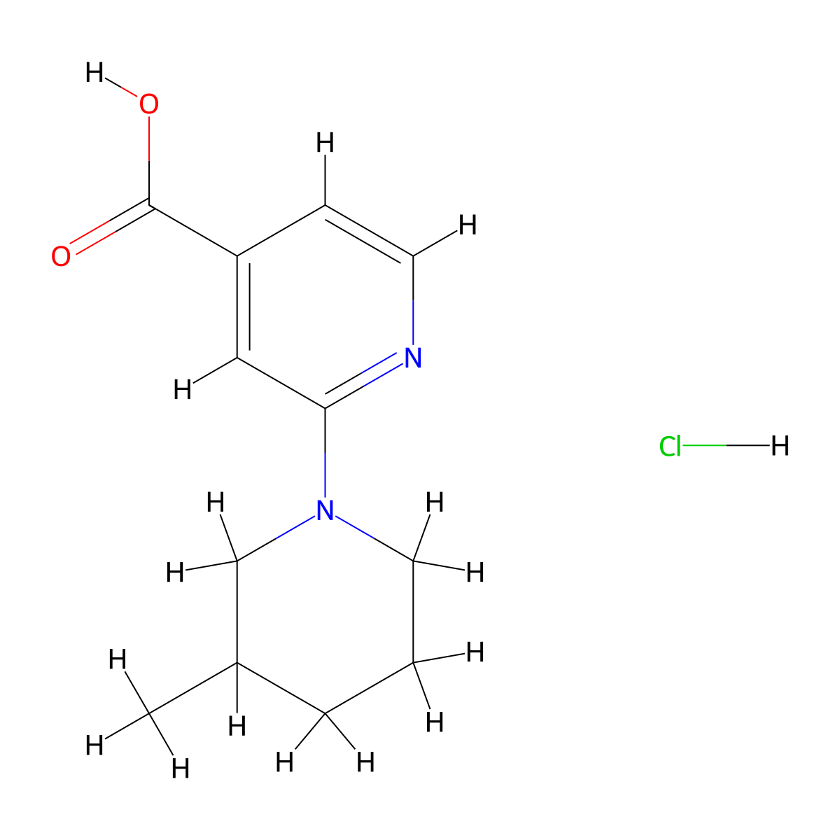 2-(3-Methylpiperidin-1-YL)-isonicotinic acid hydrochloride molecular structure, CAS 1187931-48-1