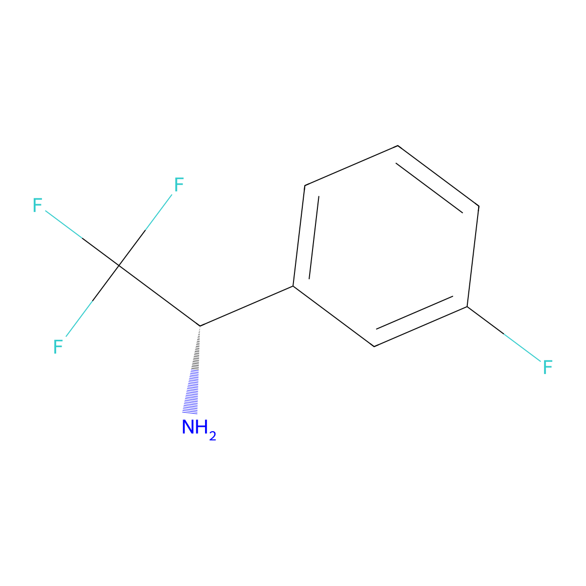 (S)-2,2,2-trifluoro-1-(3-fluorophenyl)ethanamine molecular structure, CAS 1187931-53-8