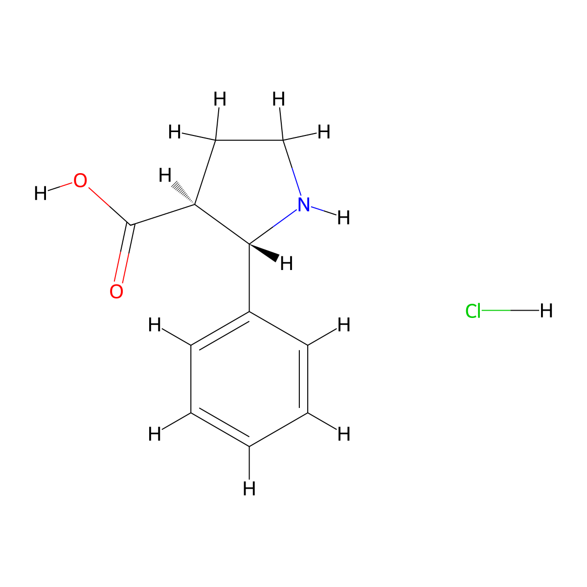 (2S,3S)-2-phenylpyrrolidine-3-carboxylic acid hydrochloride molecular structure, CAS 1187931-65-2