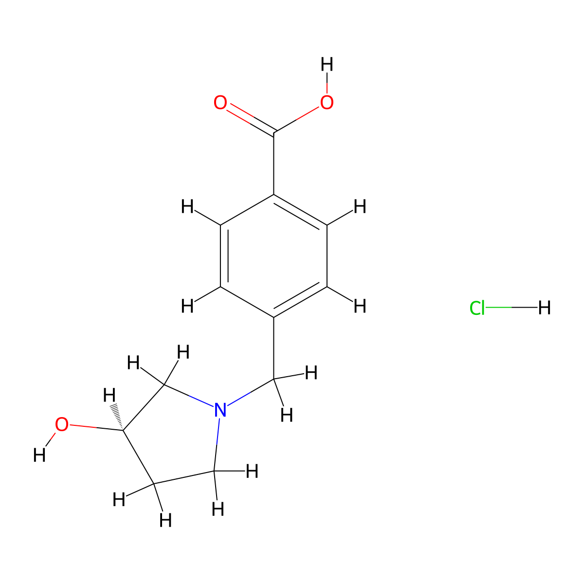 (R)-4-(3-Hydroxy-pyrrolidin-1-ylmethyl)-benzoic acid hydrochloride molecular structure, CAS 1187931-68-5