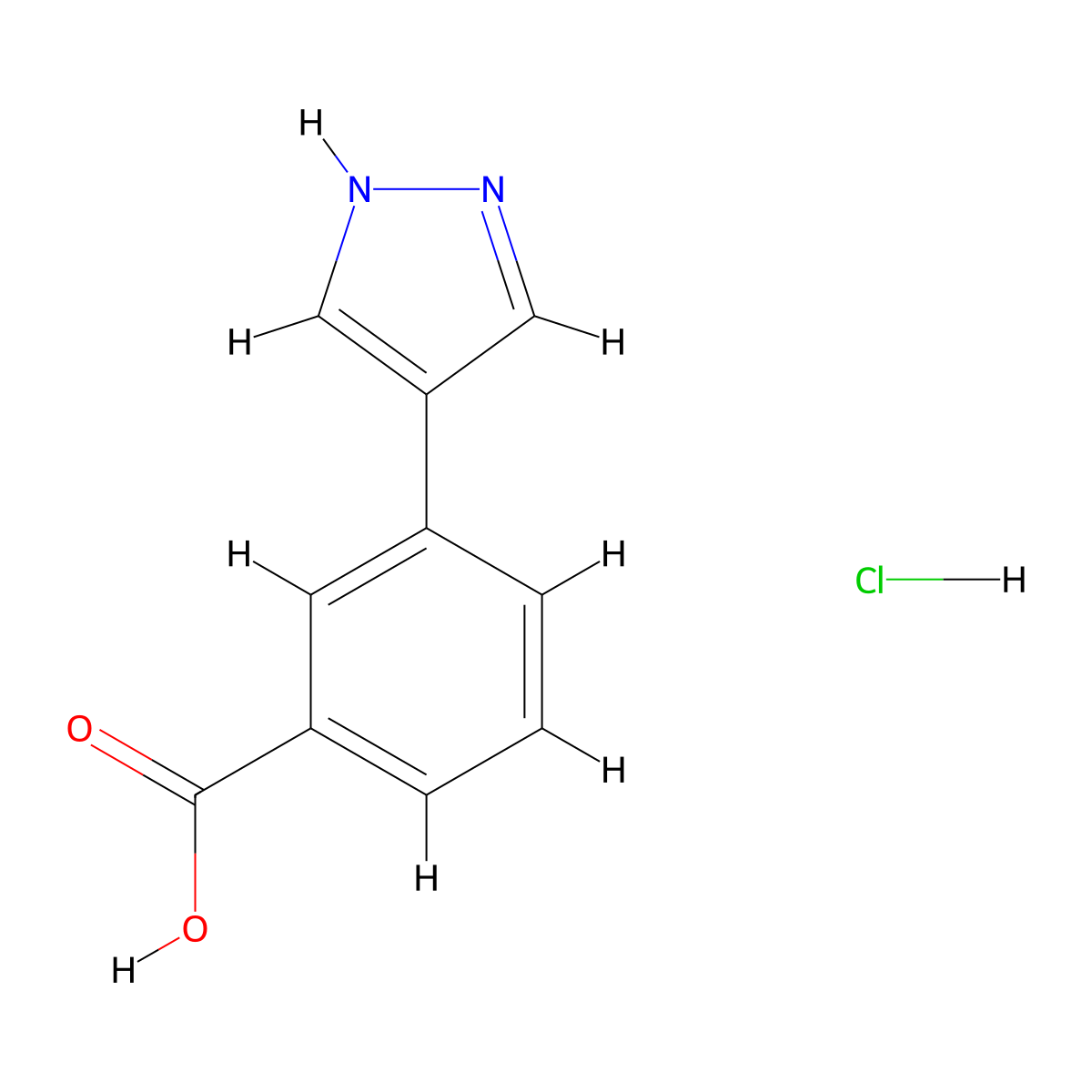 3-(1H-Pyrazol-4-yl)benzoic acid hydrochloride molecular structure, CAS 1187931-83-4