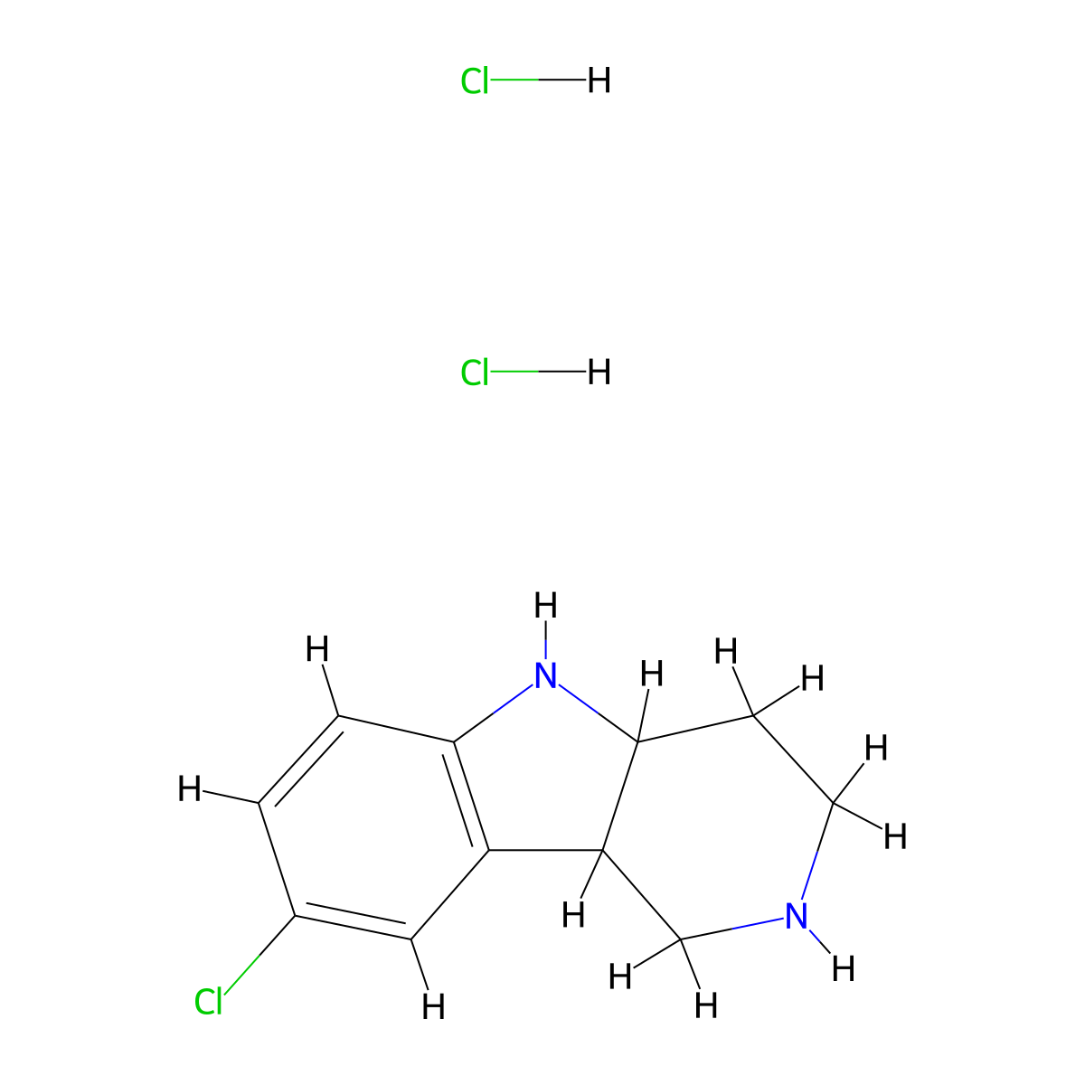 8-Chloro-2,3,4,4a,5,9b-hexahydro-1H-pyrido[4,3-b]indole dihydrochloride molecular structure, CAS 1187931-90-3