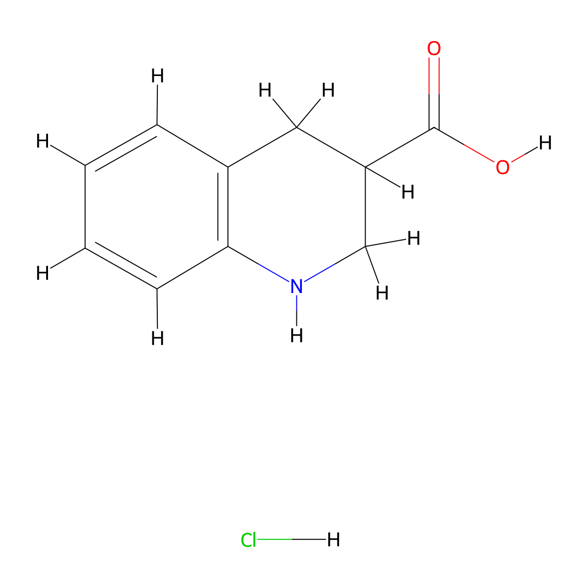 1,2,3,4-Tetrahydroquinoline-3-carboxylic acid hydrochloride molecular structure, CAS 1187931-92-5