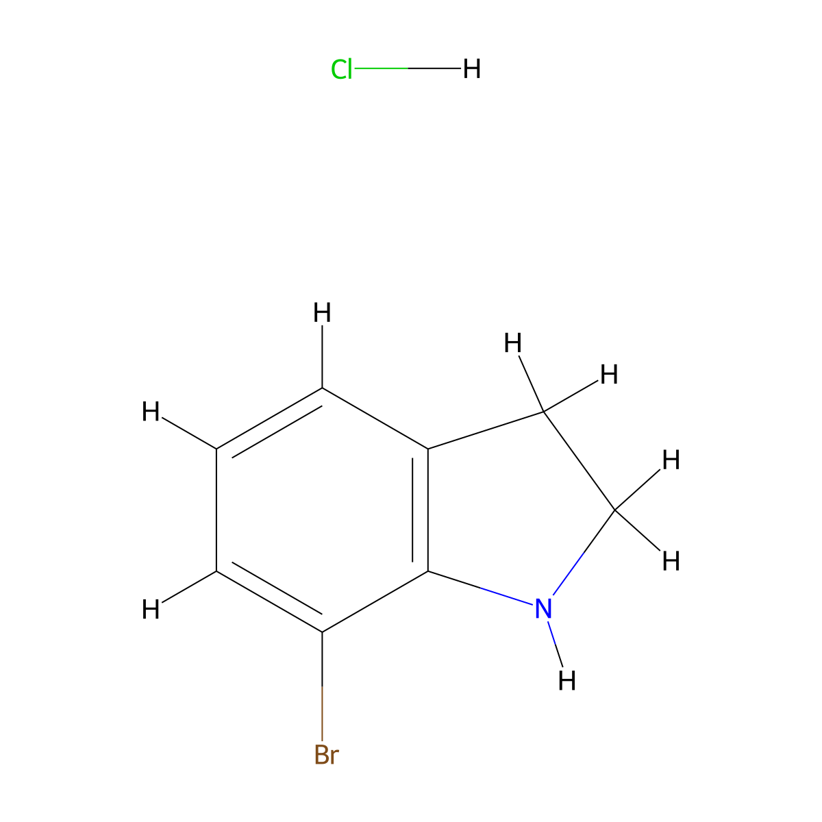 7-bromo-2,3-dihydro-1H-indole hydrochloride molecular structure, CAS 1187931-96-9