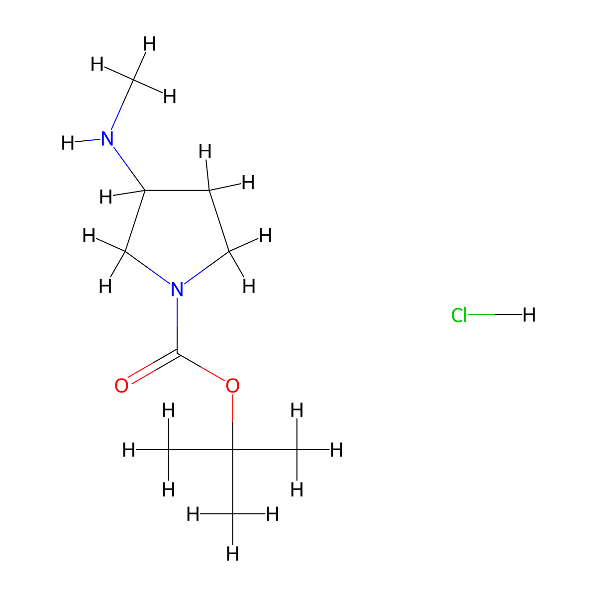 3-Methylamino-pyrrolidine-1-carboxylic acid tert-butyl ester hydrochloride molecular structure, CAS 1187932-13-3