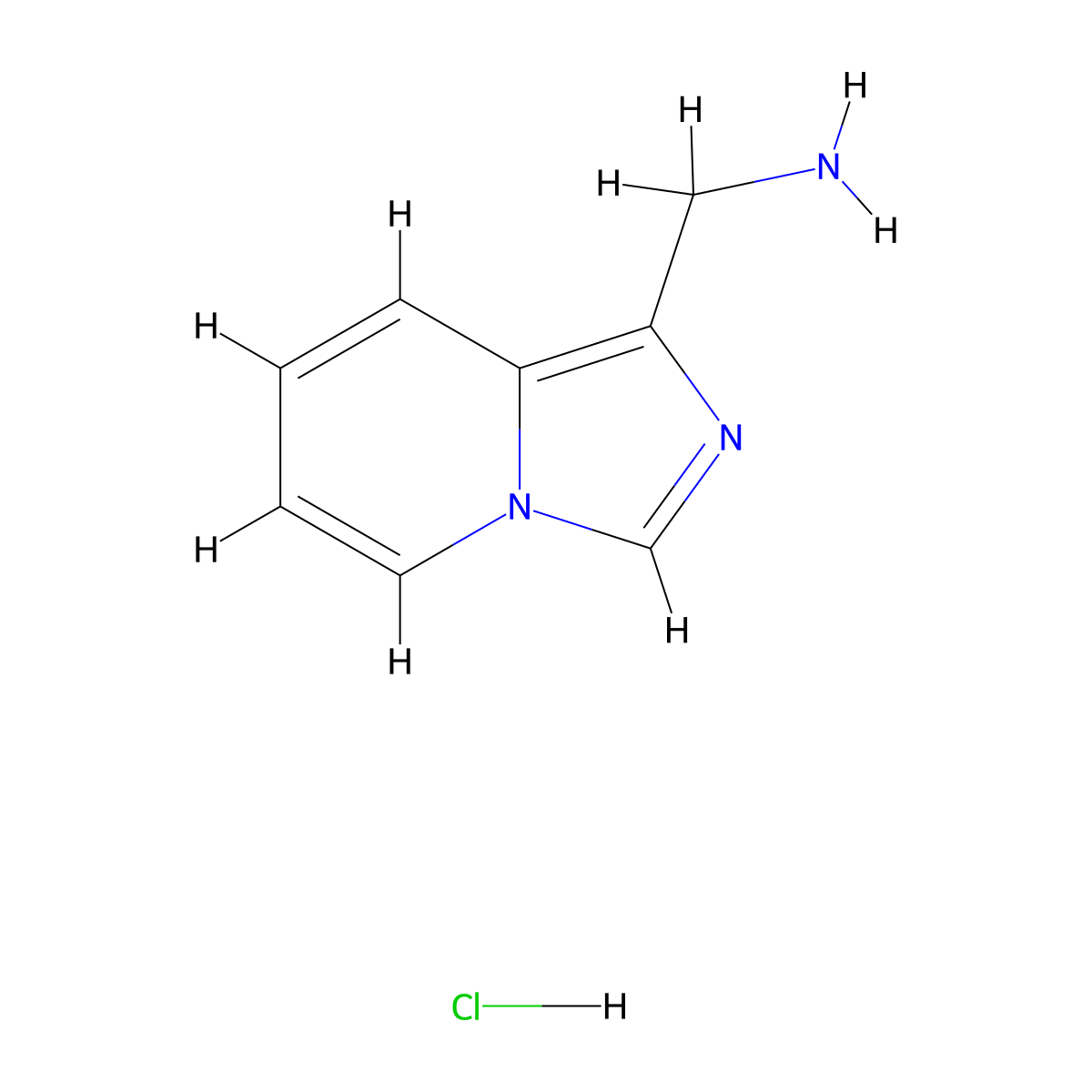 Imidazo[1,5-a]pyridin-1-ylmethanamine hydrochloride molecular structure, CAS 1187932-15-5