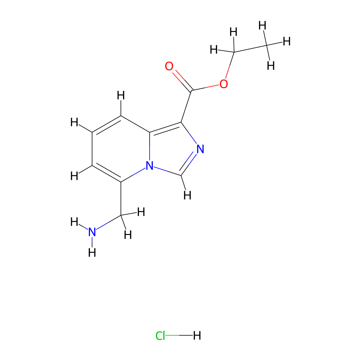 Ethyl 5-aminomethyl-imidazo[1,5-a]pyridine-1-carboxylate hydrochloride molecular structure, CAS 1187932-36-0
