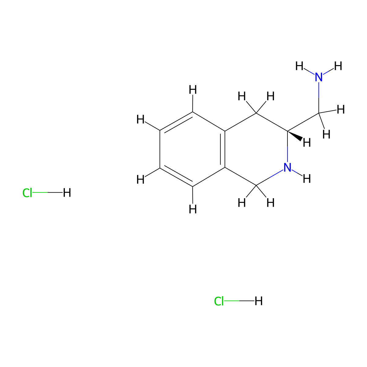3(R)-Aminomethyl-1,2,3,4-tetrahydroisoquinoline dihydrochloride molecular structure, CAS 1187932-47-3