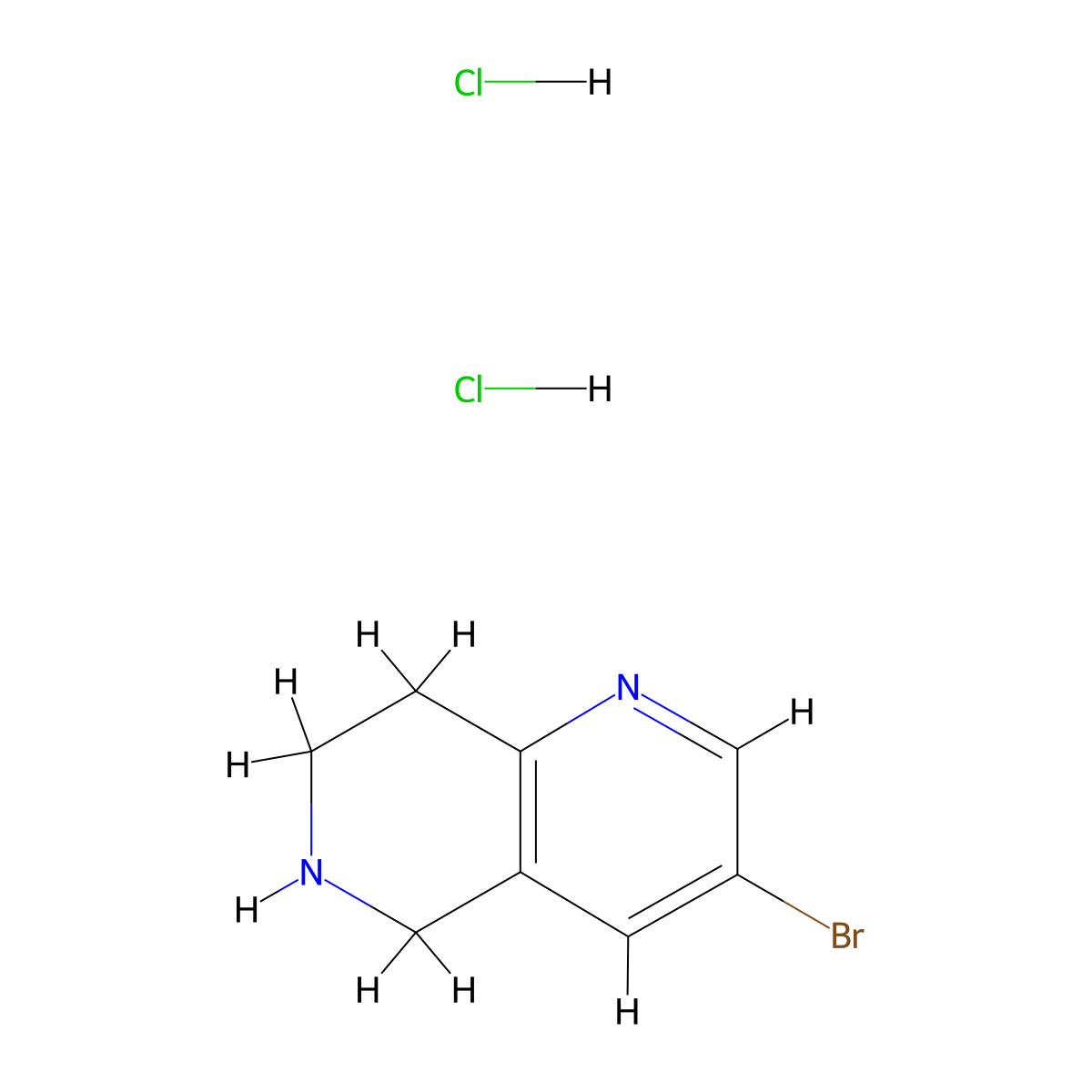 3-Bromo-5,6,7,8-tetrahydro-1,6-naphthyridine dihydrochloride molecular structure, CAS 1187932-53-1