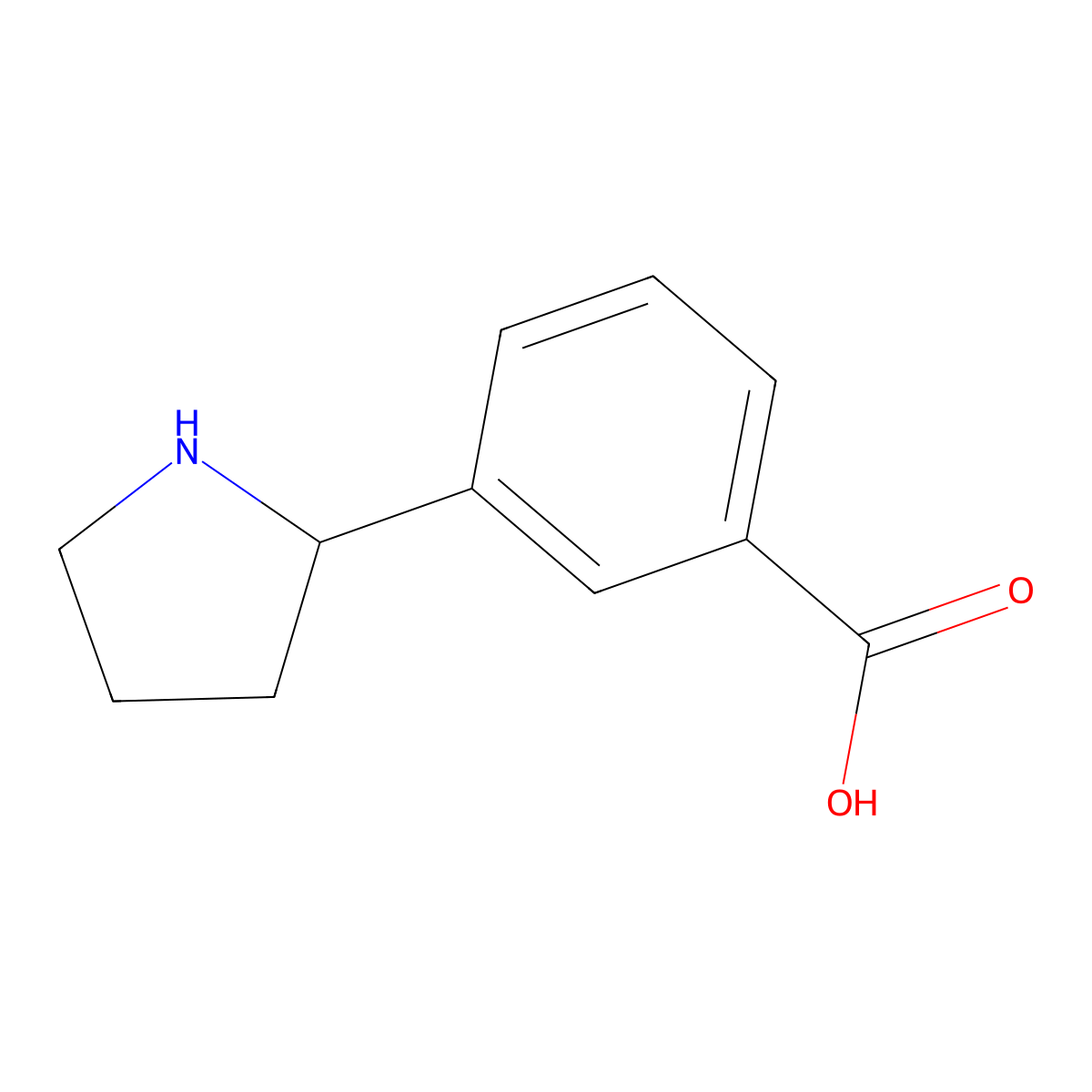 3-(Pyrrolidin-2-yl)benzoic acid molecular structure, CAS 1187932-57-5
