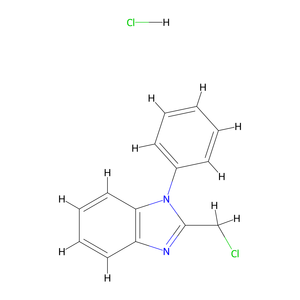 2-Chloromethyl-1-phenyl-1H-benzoimidazole hydrochloride molecular structure, CAS 1187932-60-0