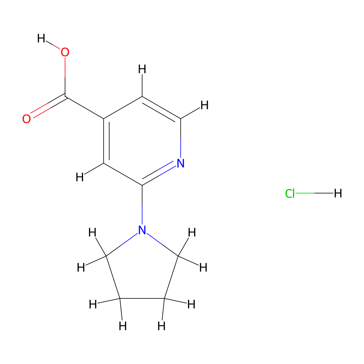 2-Pyrrolidin-1-YL-isonicotinic acid hydrochloride molecular structure, CAS 1187932-62-2