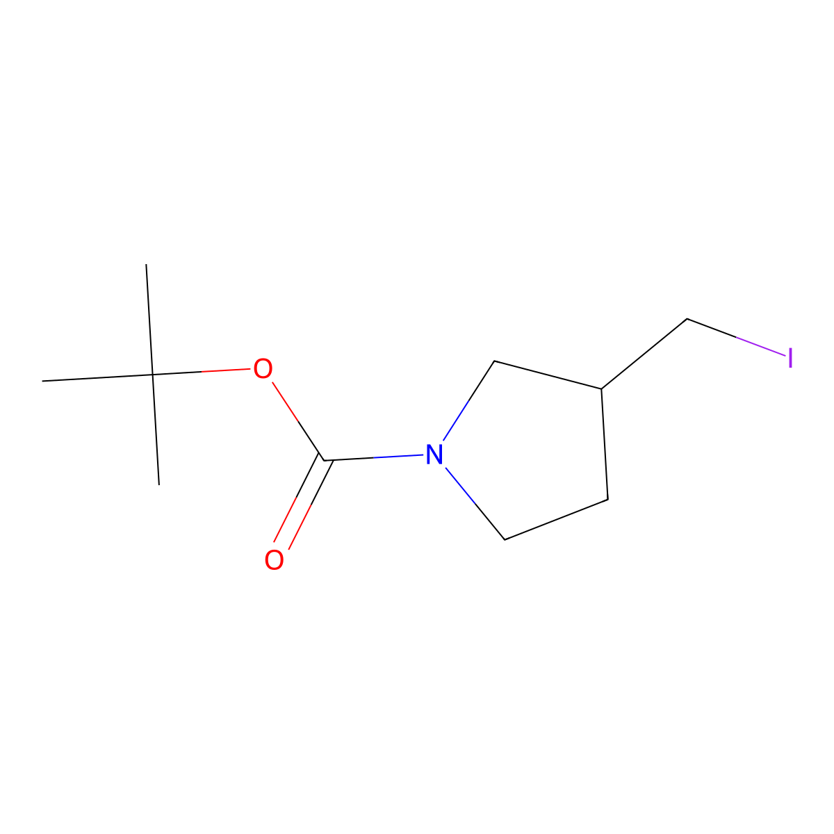 tert-butyl (3R)-3-(iodomethyl)pyrrolidine-1-carboxylate molecular structure, CAS 1187932-69-9