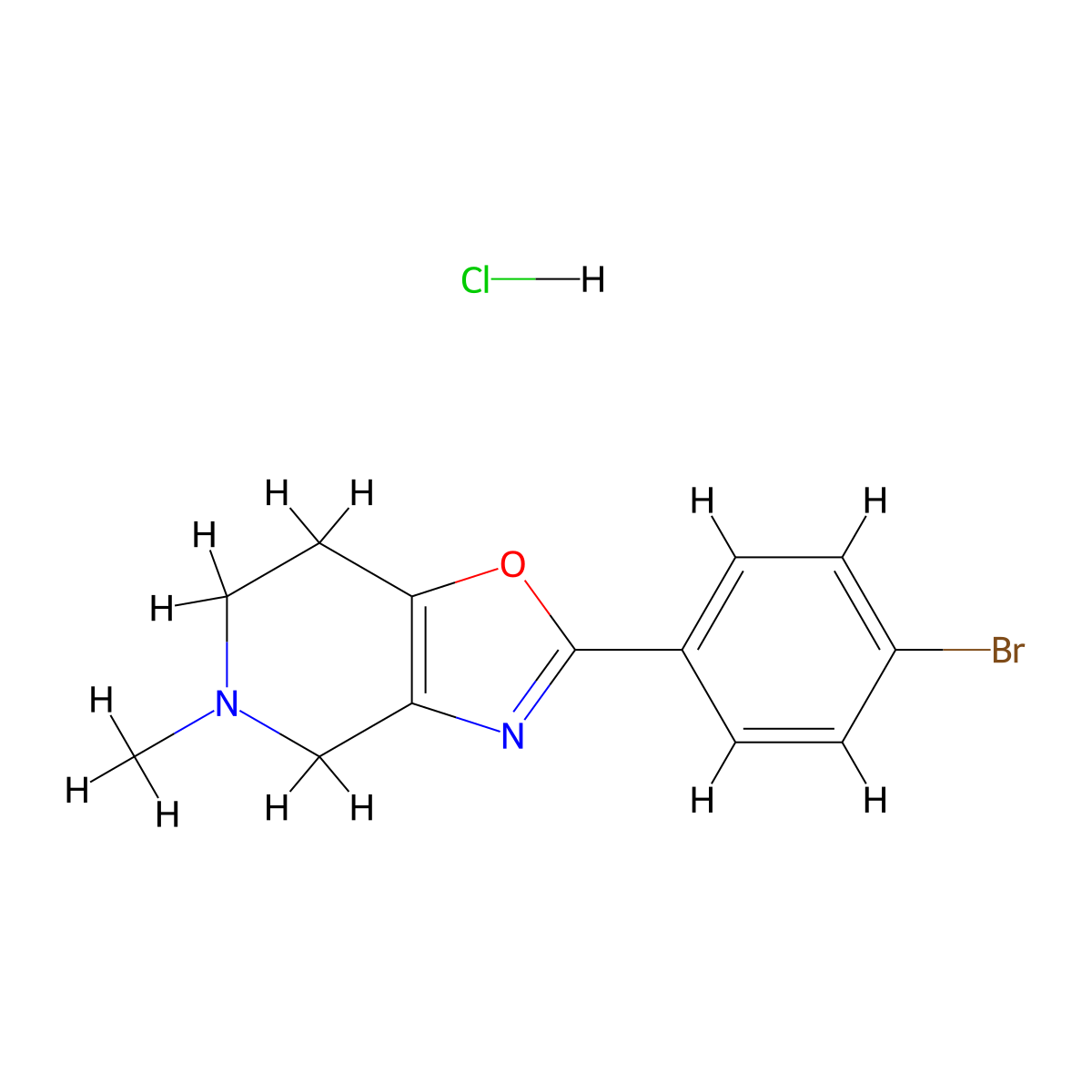 2-(4-Bromophenyl)-5-methyl-4,5,6,7-tetrahydrooxazolo[4,5-c]pyridine hydrochloride molecular structure, CAS 1187932-71-3