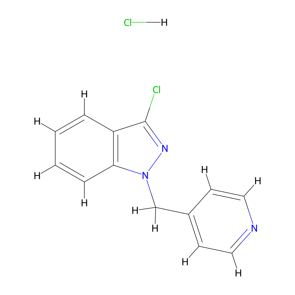 3-Chloro-1-pyridin-4-ylmethyl-1H-indazole hydrochloride molecular structure, CAS 1187932-80-4
