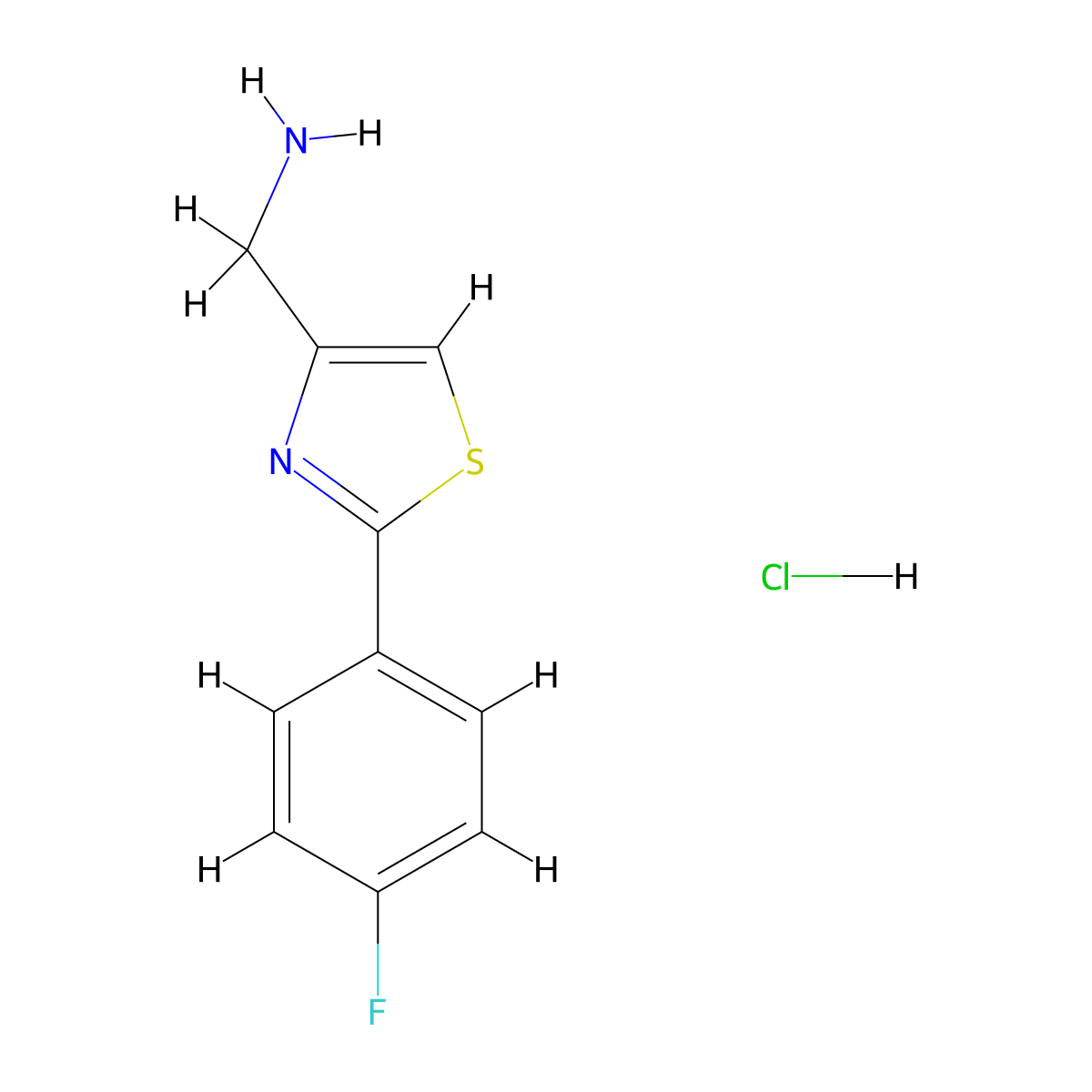 (2-(4-Fluorophenyl)thiazol-4-yl)methanamine hydrochloride molecular structure, CAS 1187932-83-7