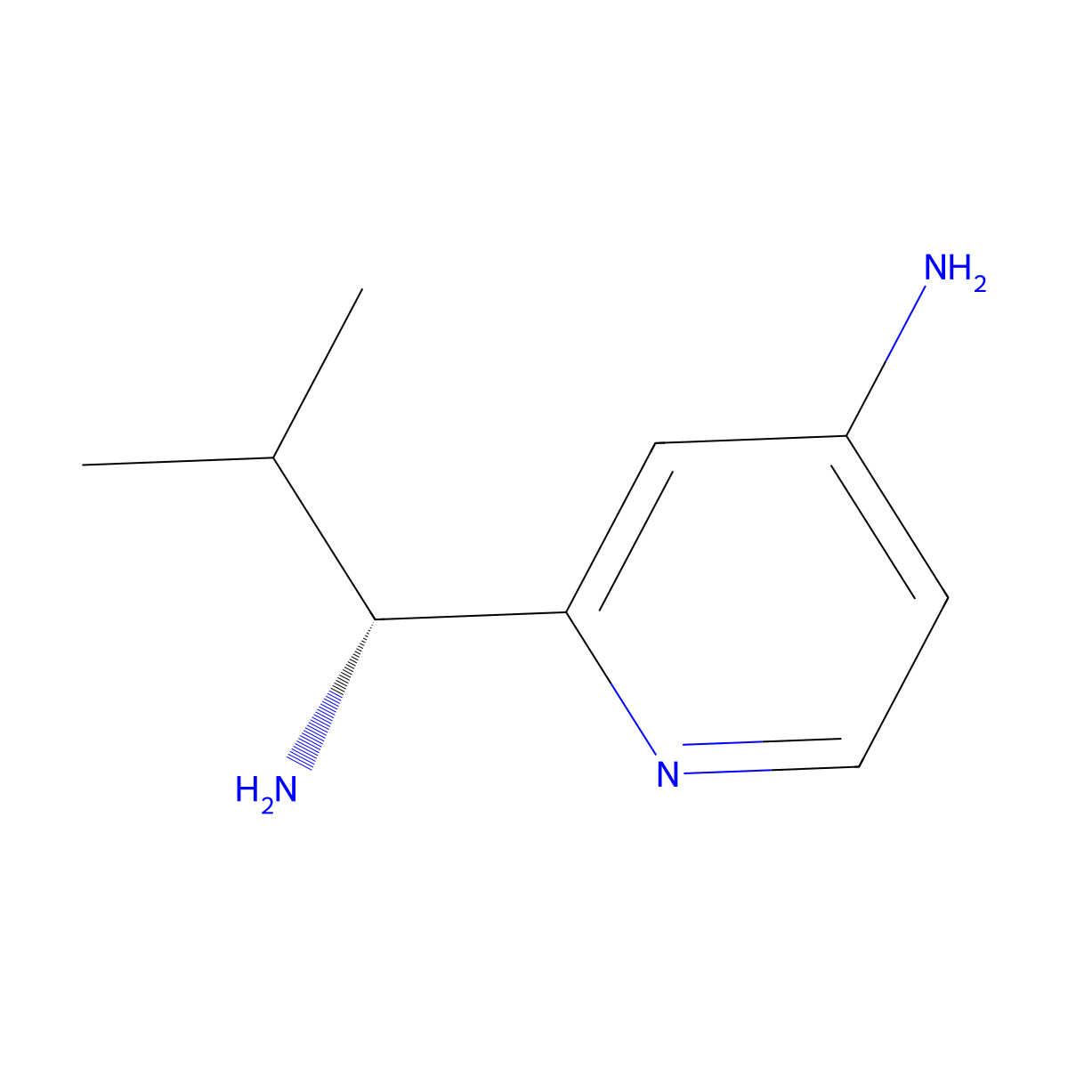 2-[(1R)-1-amino-2-methylpropyl]pyridin-4-amine molecular structure, CAS 1187933-00-1