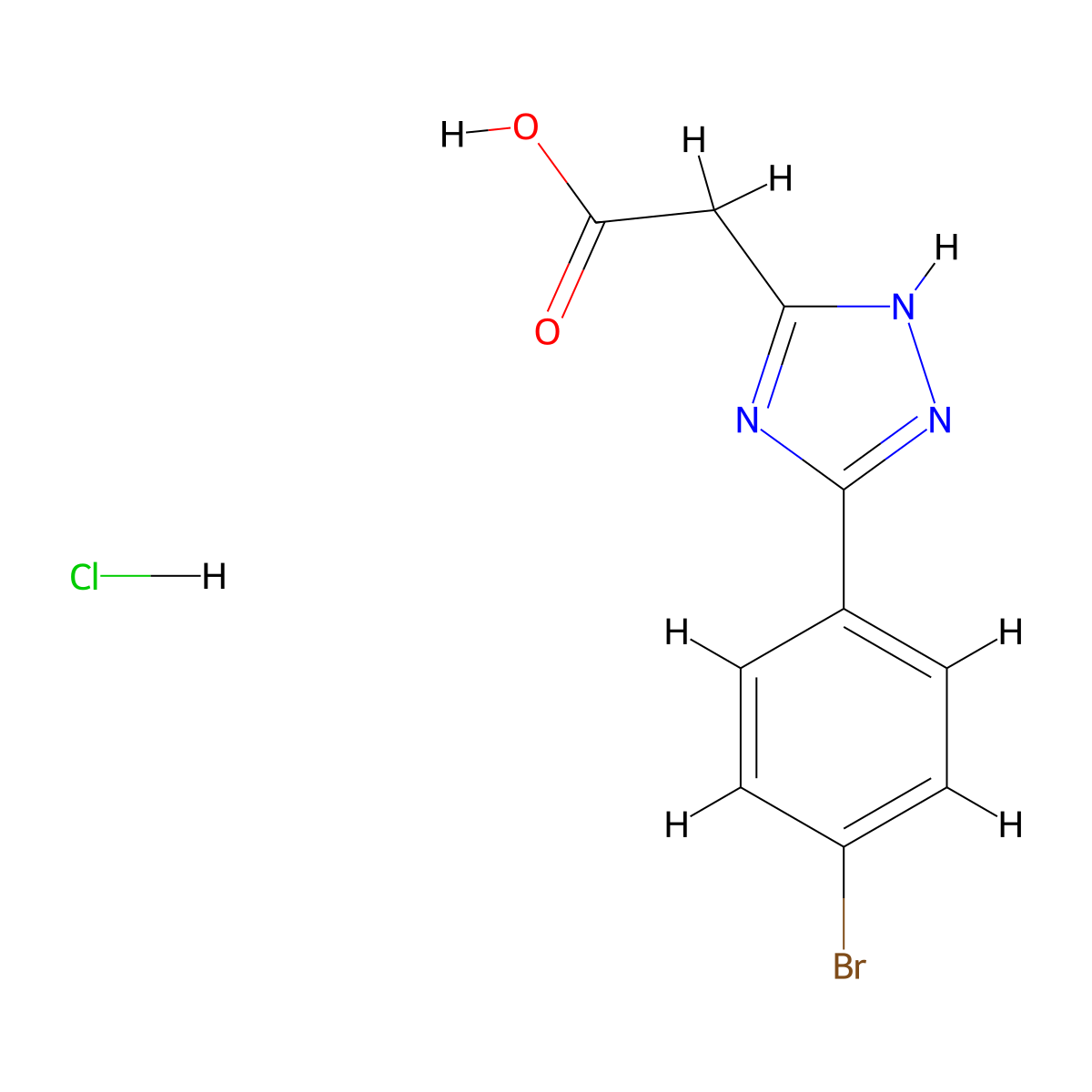 [5-(4-Bromo-phenyl)-4H-[1,2,4]triazol-3-yl]-acetic acid hydrochloride molecular structure, CAS 1187933-01-2