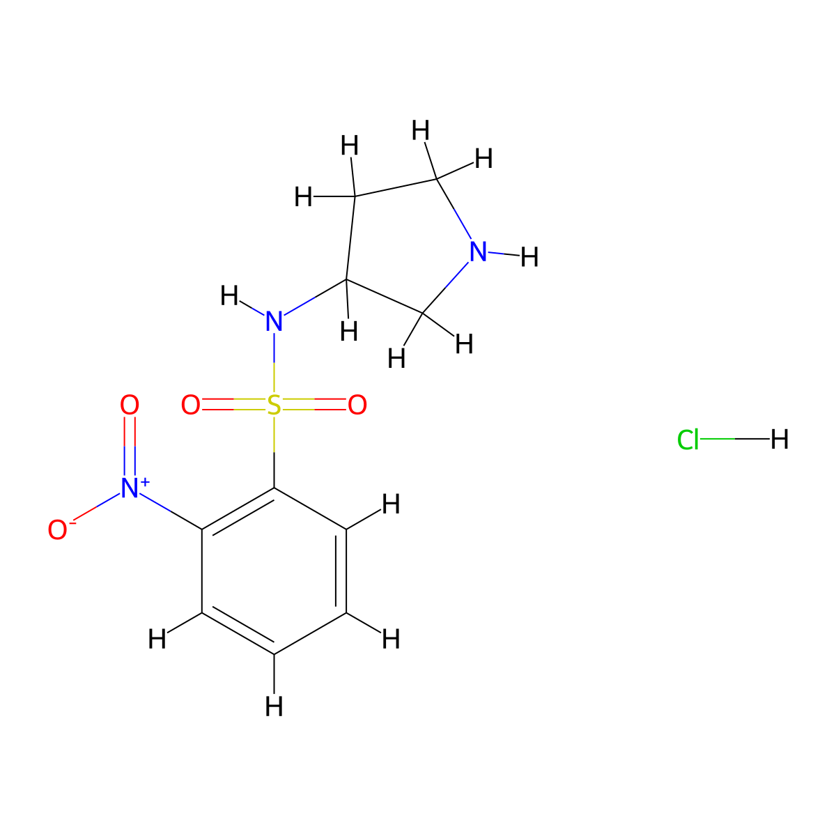 2-Nitro-N-pyrrolidin-3-YL-benzenesulfonamide hydrochloride molecular structure, CAS 1187933-02-3