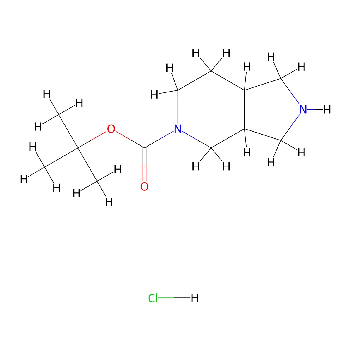tert-Butyl hexahydro-1H-pyrrolo[3,4-c]pyridine-5(6H)-carboxylate hydrochloride molecular structure, CAS 1187933-06-7