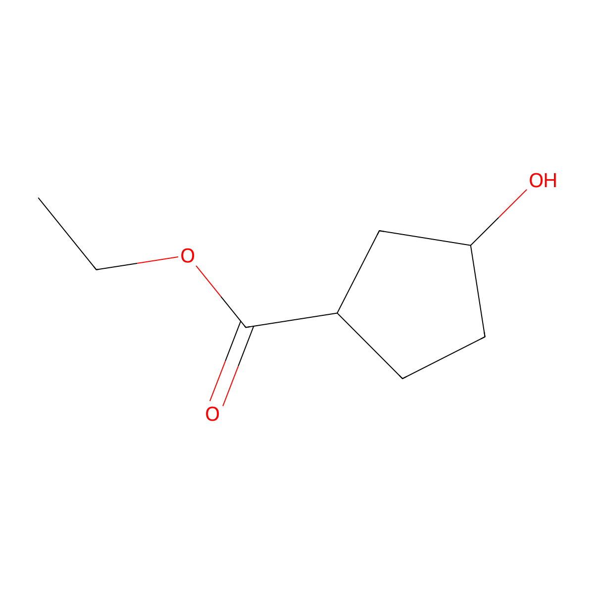 Ethyl 3-hydroxycyclopentanecarboxylate molecular structure, CAS 1187933-07-8