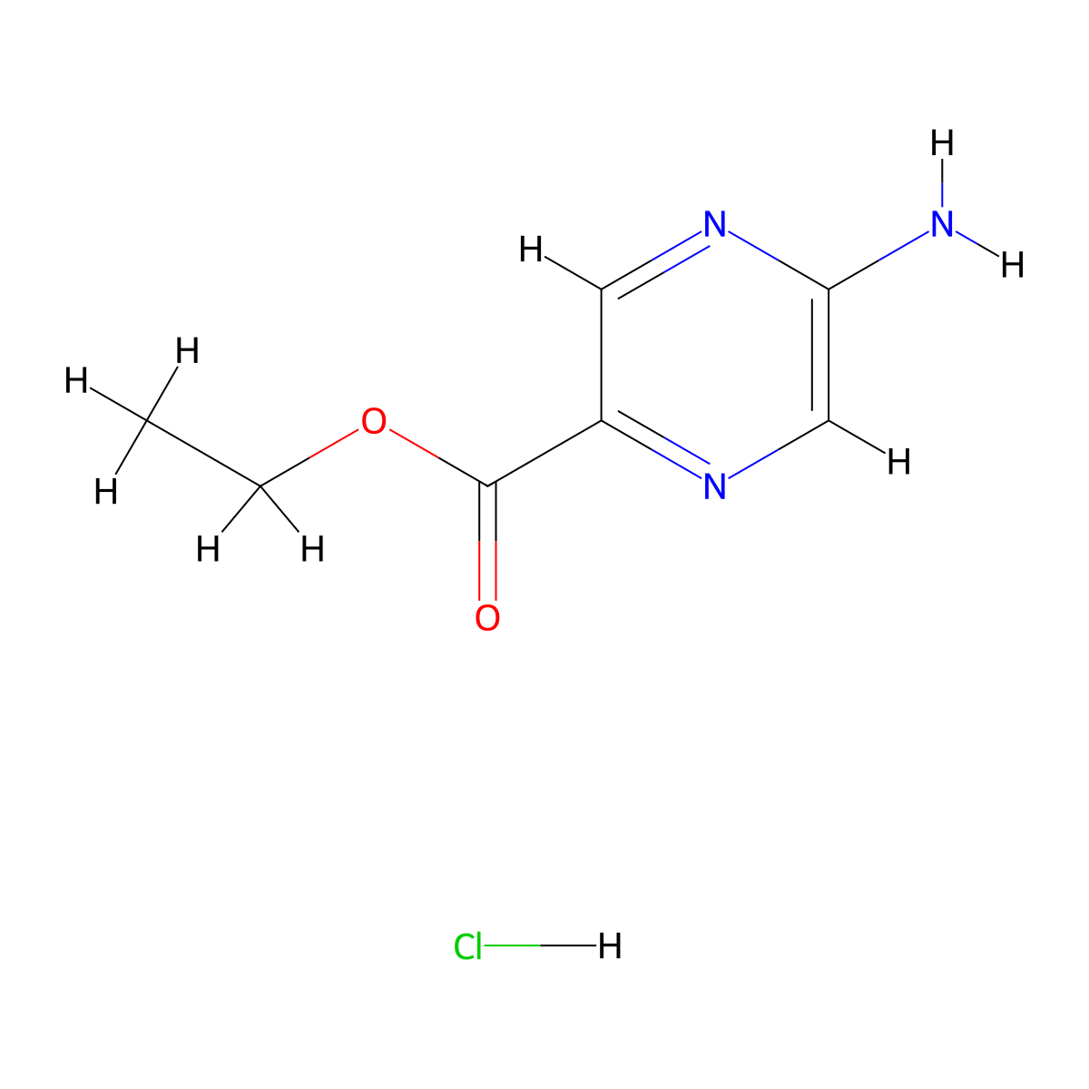5-Amino-pyrazine-2-carboxylic acid ethyl ester hydrochloride molecular structure, CAS 1187933-09-0
