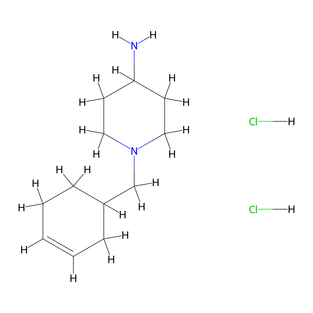 1-Cyclohex-3-enylmethyl-piperidin-4-ylamine dihydrochloride molecular structure, CAS 1187933-16-9