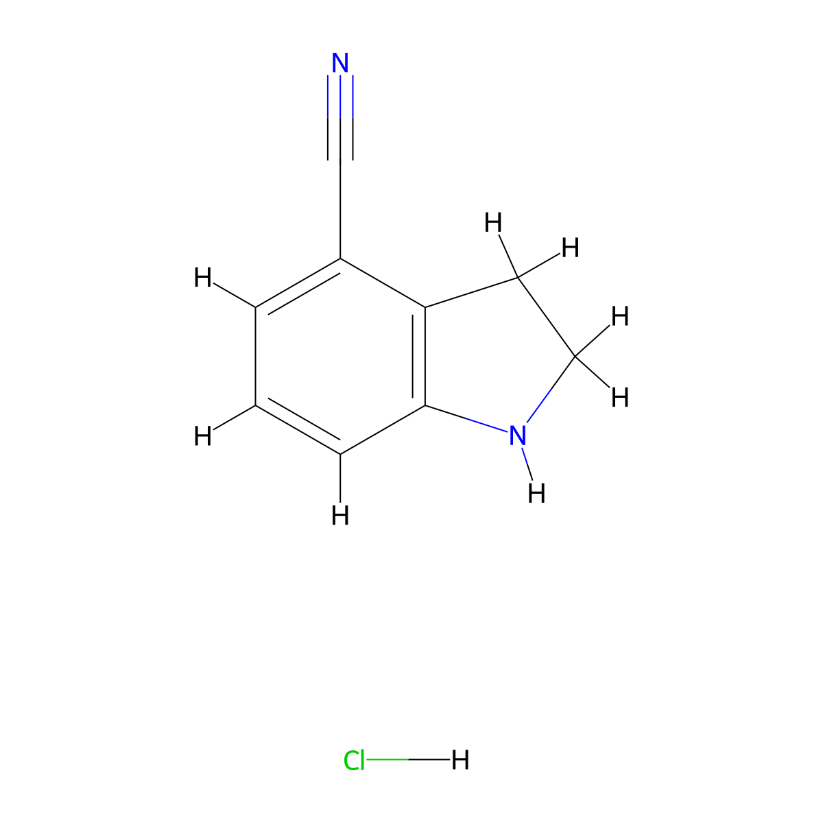 Indoline-4-carbonitrile hydrochloride molecular structure, CAS 1187933-20-5