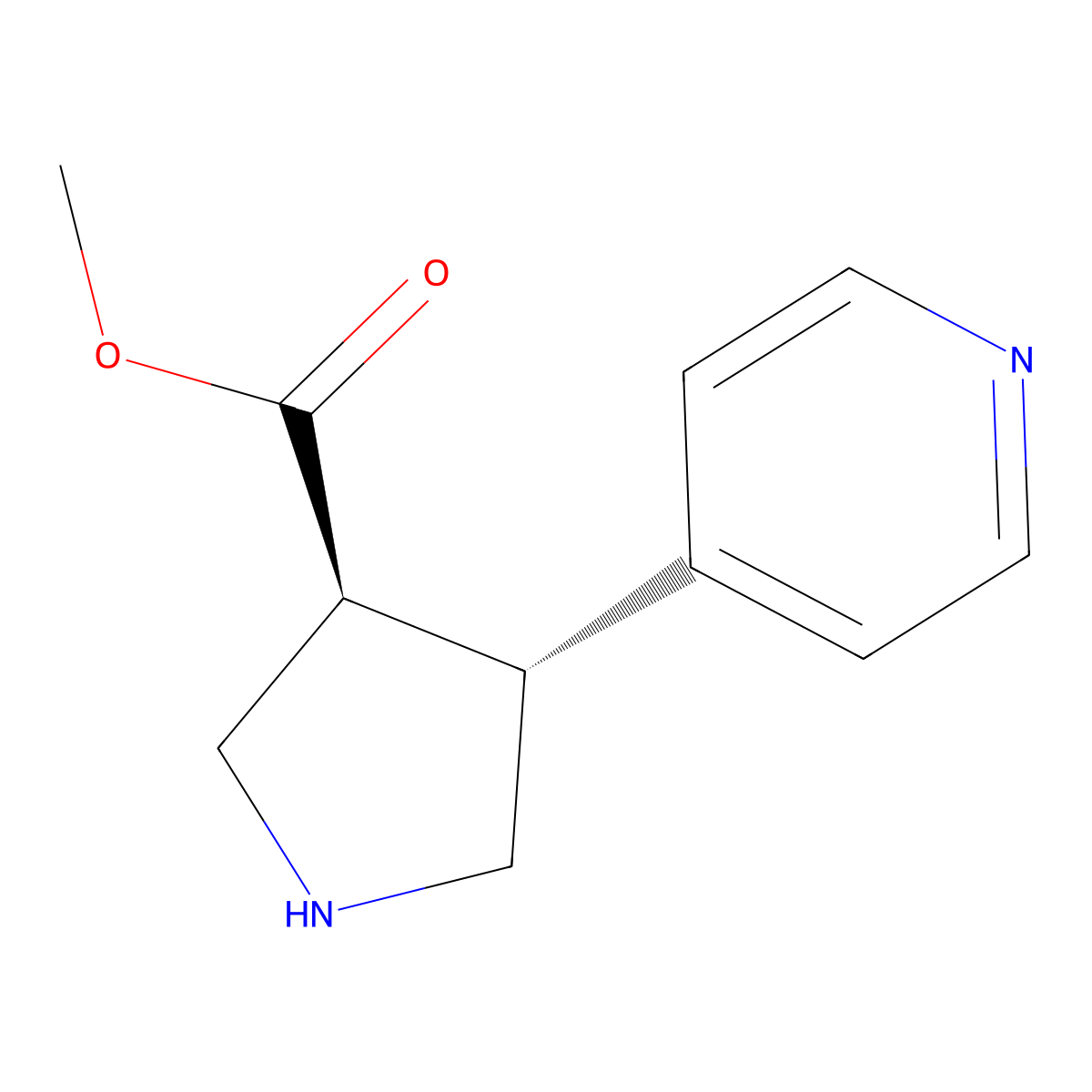 Methyl (3S,4R)-4-pyridin-4-ylpyrrolidine-3-carboxylate molecular structure, CAS 1187933-21-6