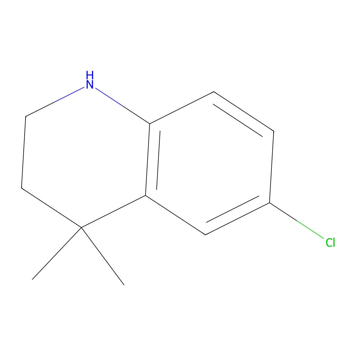 6-Chloro-4,4-dimethyl-2,3-dihydro-1H-quinoline molecular structure, CAS 1187933-22-7