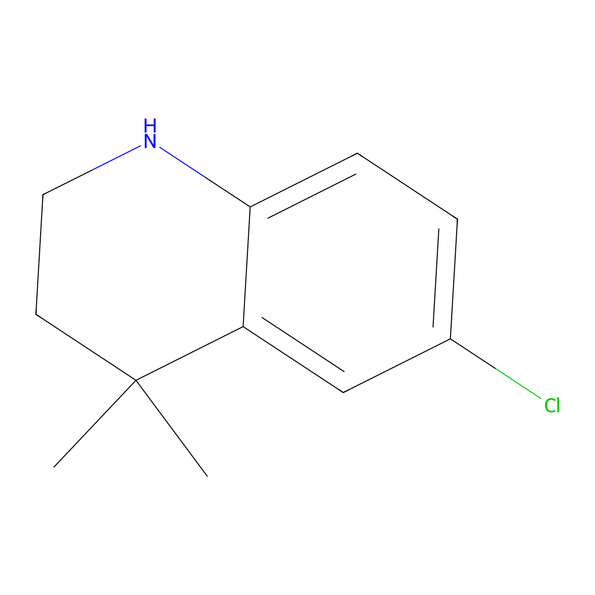 6-Chloro-4,4-dimethyl-2,3-dihydro-1H-quinoline molecular structure, CAS 1187933-22-7