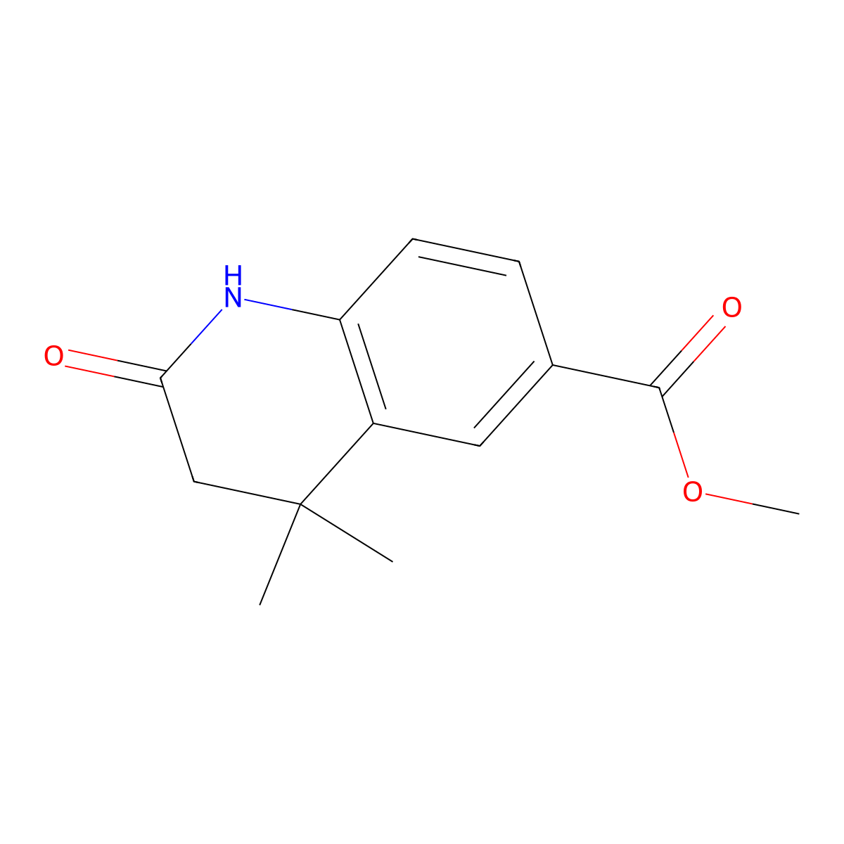 Methyl 4,4-dimethyl-2-oxo-1,2,3,4-tetrahydroquinoline-6-carboxylate molecular structure, CAS 1187933-23-8