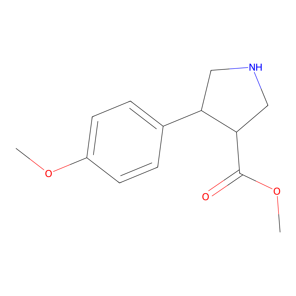 Trans-methyl 4-(4-methoxyphenyl)pyrrolidine-3-carboxylate molecular structure, CAS 1187933-27-2